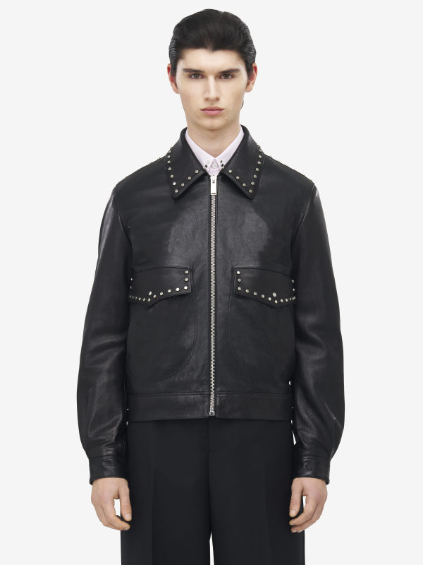 ALEXANDER MCQUEEN - Studded Leather Aviator Jacket - Item 834843Q5APN1000